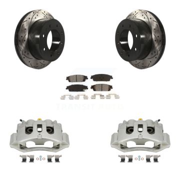 Rear Brake Coat Caliper Drill Slot Rotor Semi-Metallic Pad Kit For Chevrolet Suburban HD KCD-100476S