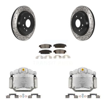 Rear Brake Caliper Drilled Slot Rotor Semi-Metallic Pad Kit For Chevrolet Silverado 1500 KCD-100477S