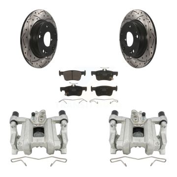 Rear Disc Brake Coated Caliper Drilled Slotted Rotor And Ceramic Pad Kit For Honda Civic KCD-100477T