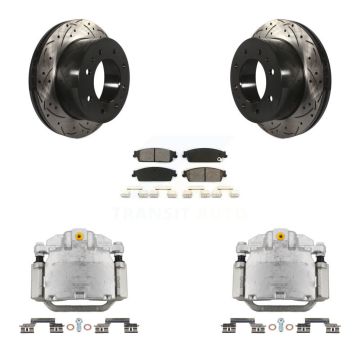 Rear Brake Caliper Drilled Slot Rotor Semi-Metallic Pad Kit For Chevrolet Silverado 1500 KCD-100478S