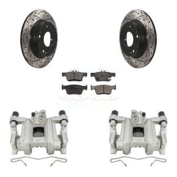 Rear Disc Brake Coated Caliper Drill Slot Rotors Ceramic Pad Kit For Honda Civic Insight KCD-100478T