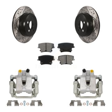 Rear Brake Caliper Drill Slot Rotor Semi-Metallic Pad Kit For Dodge Chrysler 300 Charger KCD-100479S