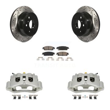 Rear Brake Coated Caliper Drill Slotted Rotors Ceramic Pad Kit For Chevrolet Suburban HD KCD-100480C