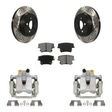 Rear Brake Caliper Drill Slot Rotors Semi-Metallic Pad Kit For Chrysler 300 Dodge Magnum KCD-100481S