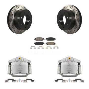 Rear Disc Brake Coated Caliper Drilled Slot Rotor Ceramic Pad Kit For Chevrolet Suburban KCD-100482C