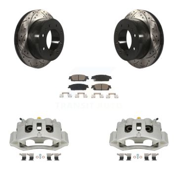 Rear Brake Caliper Drill Slot Rotors Ceramic Pad Kit For 2018-2019 Chevrolet Suburban HD KCD-100483C