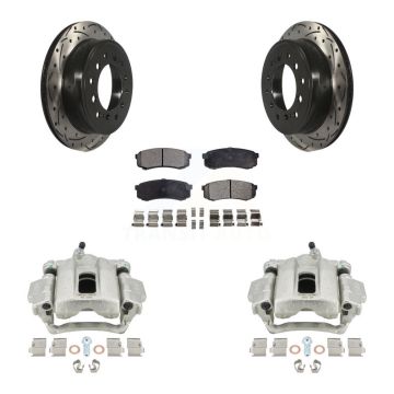 Rear Brake Caliper Drill Slotted Rotor Semi-Metallic Pad Kit For 10-14 Toyota FJ Cruiser KCD-100483P
