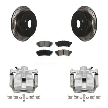 Rear Brake Caliper Drill Slot Rotors Semi-Metallic Pad Kit For Toyota Sienna Lexus RX350 KCD-100483S