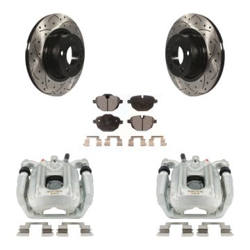 Rear Disc Brake Coated Caliper Drilled Slotted Rotors And Ceramic Pads Kit For BMW X3 X4 KCD-100483T