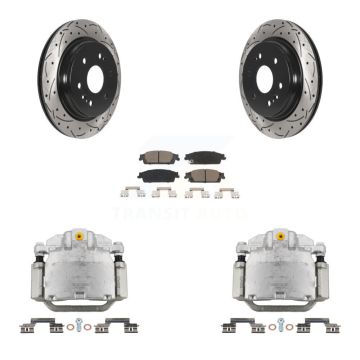 Rear Brake Caliper Drill Slot Rotors Ceramic Pad Kit For Chevrolet Silverado 1500 LD GMC KCD-100484C