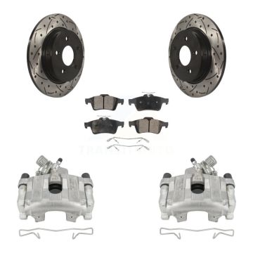 Rear Disc Brake Coated Caliper Drilled Slotted Rotors And Ceramic Pad Kit For Ford Focus KCD-100484T