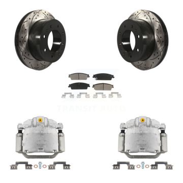 Rear Brake Caliper Drill Slot Rotors Ceramic Pad Kit For Chevrolet Silverado 1500 Hybrid KCD-100485C