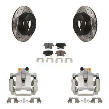 Rear Brake Coat Caliper Drill Slot Rotors Ceramic Pad Kit For Dodge Chrysler 300 Charger KCD-100486C