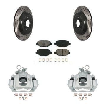 Rear Brake Coat Caliper Drill Slot Rotor Semi-Metallic Pad Kit For Ford Edge Lincoln MKX KCD-100487S