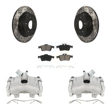 Rear Disc Brake Coated Caliper Drill Slotted Rotor Ceramic Pad Kit For Ford Escape C-Max KCD-100489C