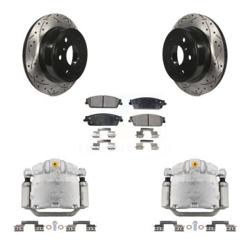 Rear Brake Caliper Drill Slot Rotors Ceramic Pad Kit For Chevrolet GMC Sierra 1500 Tahoe KCD-100489T