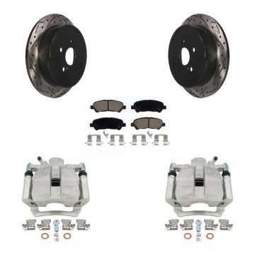 Rear Disc Brake Coated Caliper Drill Slotted Rotor Ceramic Pad Kit For Toyota Highlander KCD-100492C