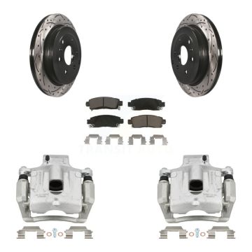 Rear Brake Caliper Drill Slot Rotors Ceramic Pad Kit For GMC Acadia Buick Enclave Saturn KCD-100493C