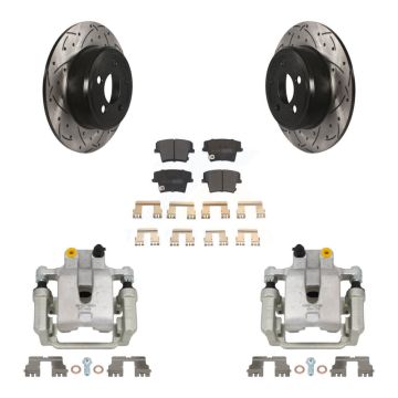 Rear Brake Caliper Drill Slot Rotor Semi-Metallic Pad Kit For Dodge Chrysler 300 Charger KCD-100493P