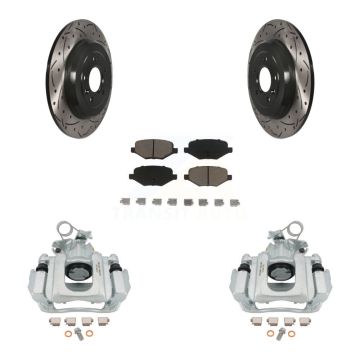 Rear Brake Coated Caliper Drill Slotted Rotors Ceramic Pad Kit For Ford Edge Lincoln MKX KCD-100494C