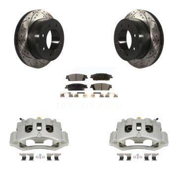 Rear Brake Caliper Drill Slot Rotors Ceramic Pad Kit For 2018-2019 Chevrolet Suburban HD KCD-100494T