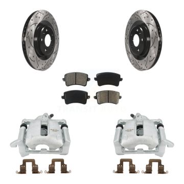 Rear Brake Coat Caliper Drill Slot Rotors Semi-Metallic Pad Kit For 2012 Audi A5 Quattro KCD-100495S