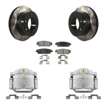 Rear Brake Caliper Drill Slot Rotors Ceramic Pad Kit For Chevrolet Silverado 1500 Hybrid KCD-100496T