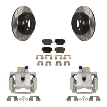 Rear Brake Coat Caliper Drill Slot Rotors Ceramic Pad Kit For Dodge Chrysler 300 Charger KCD-100497T