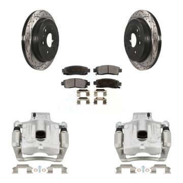 Rear Brake Caliper Drilled Slot Rotor Semi-Metallic Pad Kit For GMC Acadia Buick Enclave KCD-100500P