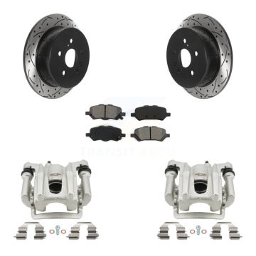Rear Brake Caliper Drill Slotted Rotors Semi-Metallic Pad Kit For 2009-2016 Toyota Venza KCD-100501S