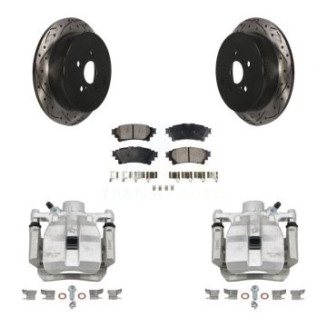 Rear Brake Caliper Drill Slot Rotor Ceramic Pad Kit For Toyota Sienna Lexus RX350 RX450h KCD-100501T