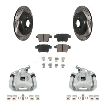 Rear Brake Caliper Drill Slotted Rotor Ceramic Pad Kit For Ford Five Hundred Freestyle X KCD-100502C