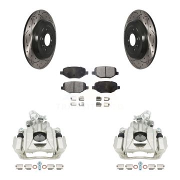 Rear Brake Caliper Drill Slot Rotors Semi-Metallic Pad Kit For Ford Explorer Flex Taurus KCD-100502P