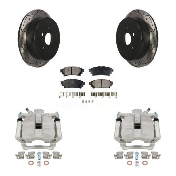 Rear Brake Caliper Drilled Slot Rotor Ceramic Pad Kit For Toyota Sienna Highlander Lexus KCD-100502T