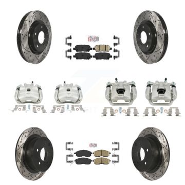 Front Rear Brake Coated Caliper Drill Slot Rotors Ceramic Pad Kit (10Pc) For Nissan Juke KCD-100505N