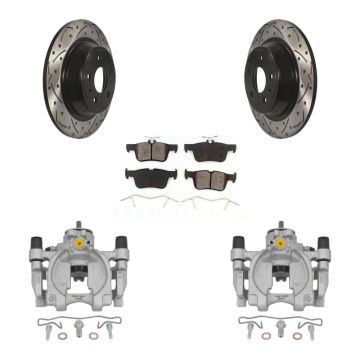 Rear Brake Caliper Drill Slotted Rotor Semi-Metallic Pad Kit For Ford Fusion Lincoln MKZ KCD-100505S