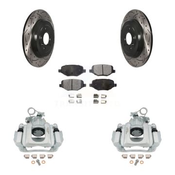 Rear Brake Coated Caliper Drill Slotted Rotors Ceramic Pad Kit For Ford Edge Lincoln MKX KCD-100505T