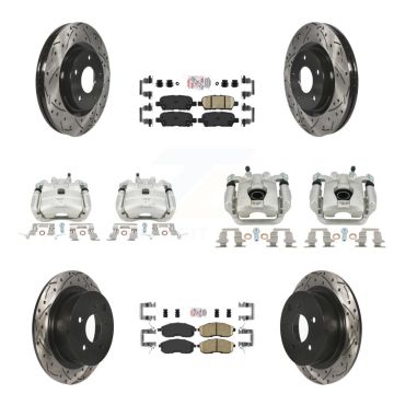 Front Rear Brake Coated Caliper Drill Slot Rotors Ceramic Pad Kit (10Pc) For Nissan Juke KCD-100508N