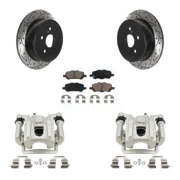 Rear Brake Coated Caliper Drill Slotted Rotor Ceramic Pad Kit For 2009-2016 Toyota Venza KCD-100509C