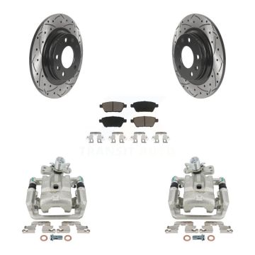 Rear Brake Caliper Drill Slot Rotors Ceramic Pad Kit For Ford Fusion Mazda 6 Lincoln MKZ KCD-100510C