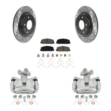 Rear Disc Brake Coated Caliper Drill Slotted Rotor Ceramic Pad Kit For 2003-2005 Mazda 6 KCD-100511C
