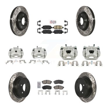 Front Rear Brake Coat Caliper Drill Slot Rotors Ceramic Pad Kit (10Pc) For Nissan Sentra KCD-100511N