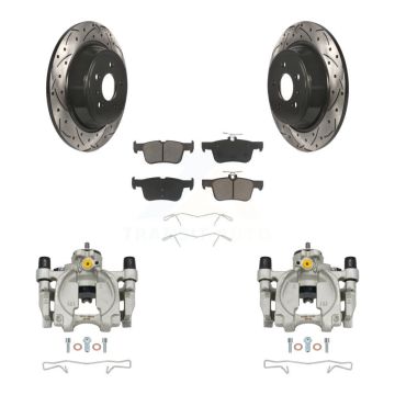 Rear Brake Caliper Drilled Slot Rotor Ceramic Pad Kit For Ford Escape Fusion Lincoln MKC KCD-100512C