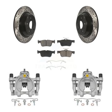 Rear Brake Coated Caliper Drilled Slot Rotor Ceramic Pad Kit For Ford Fusion Lincoln MKZ KCD-100513C