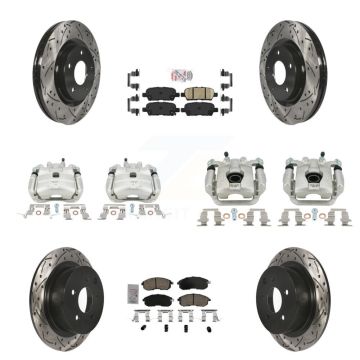 Front Rear Brake Coat Caliper Drill Slot Rotors Ceramic Pad Kit (10Pc) For Nissan Sentra KCD-100513N