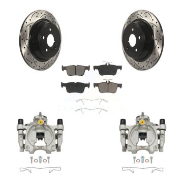 Rear Brake Caliper Drilled Slot Rotor Ceramic Pad Kit For Ford Edge Lincoln MKX Nautilus KCD-100514C
