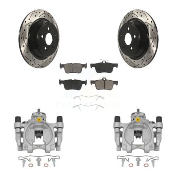 Rear Brake Caliper Drilled Slot Rotor Ceramic Pad Kit For Ford Fusion Lincoln MKZ Police KCD-100515C