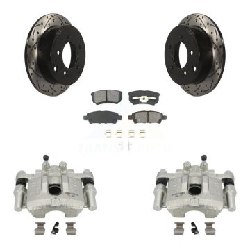 Rear Brake Caliper Drill Slot Rotor Semi-Metallic Pad Kit For Jeep Mitsubishi Lancer 200 KCD-100515S