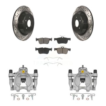 Rear Disc Brake Coated Caliper Drill Slot Rotors Ceramic Pad Kit For Lincoln Continental KCD-100516C