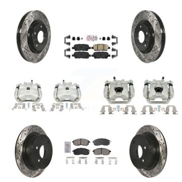 Front Rear Brake Coat Caliper Drill Slot Rotors Ceramic Pad Kit (10Pc) For Nissan Sentra KCD-100516N